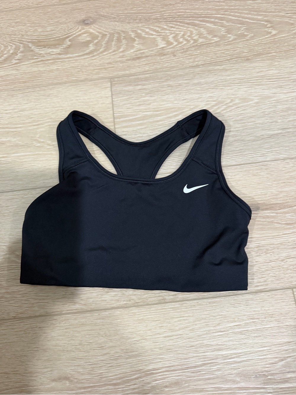 Nike Black Racerback Sports Bra with White Swoosh